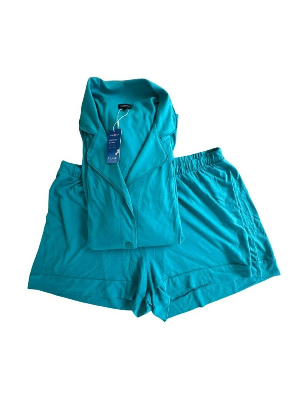 Cosabella Bella Pajamas Set 2X NWT Long Sleeve Boxer Shorts Jade Green